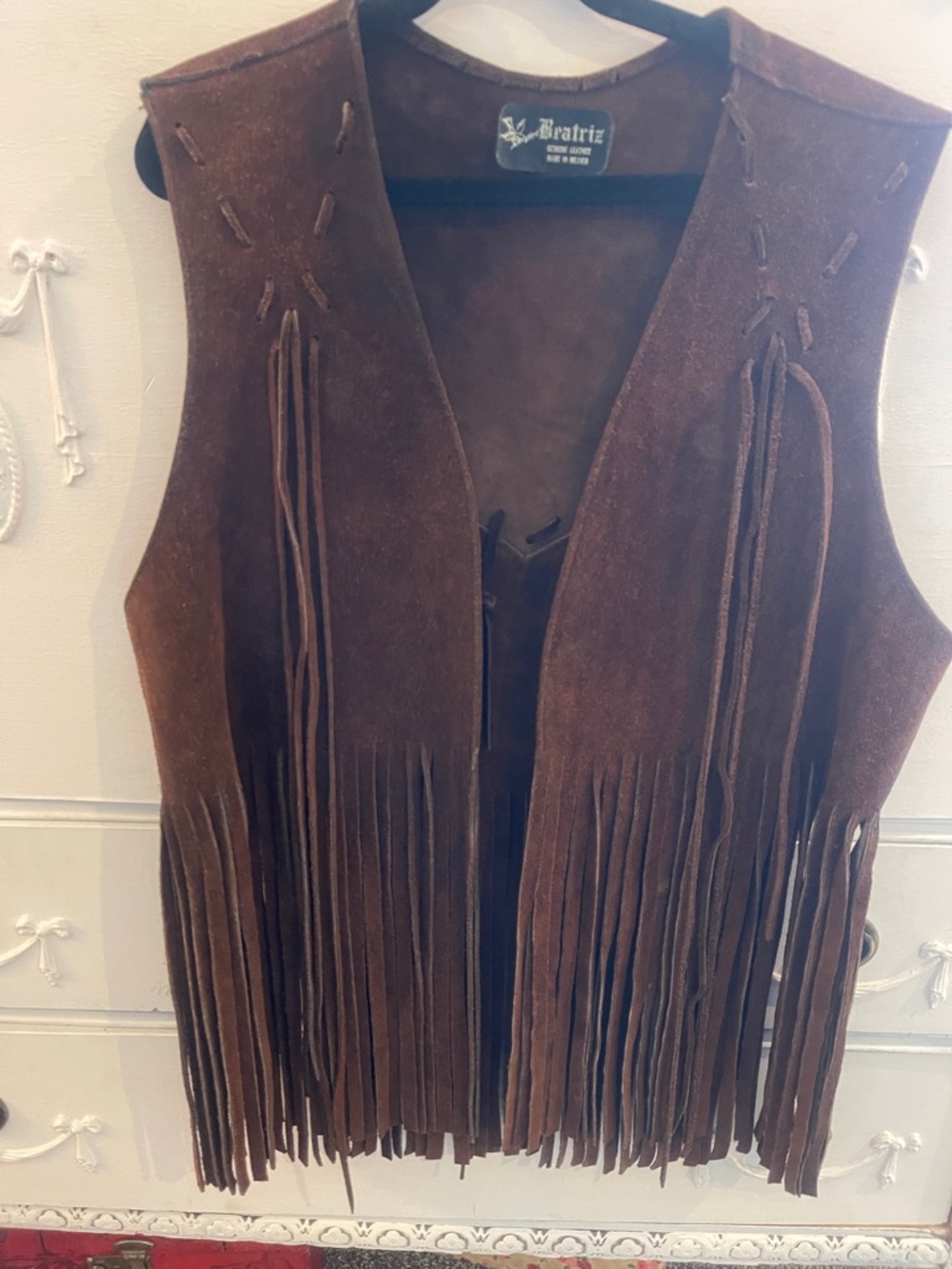 Vintage Brown Suede Fringe Vest